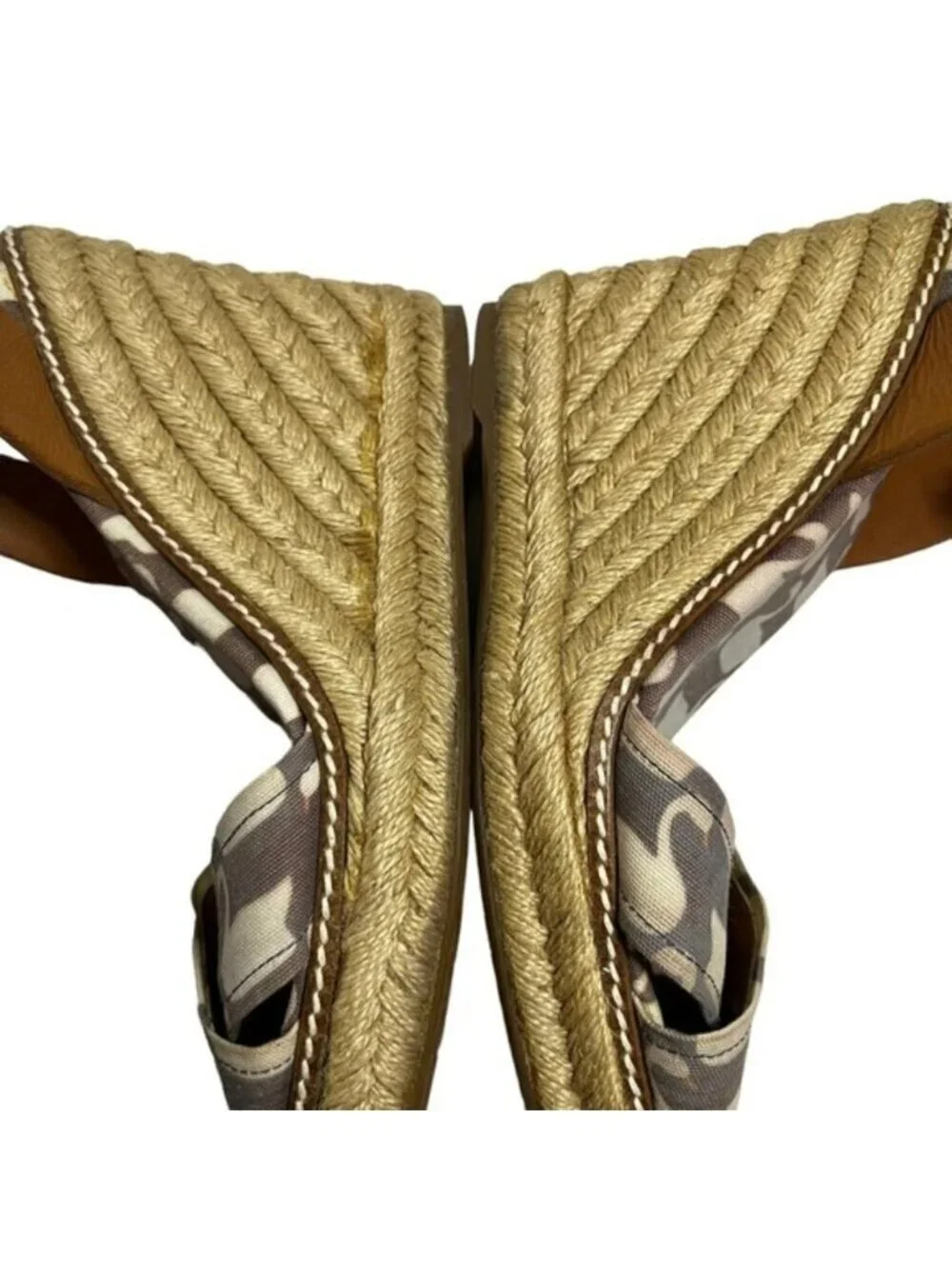 Tory Burch Swan Espadrille Wedge Sandals Ankle Strap Women's Size 8 B